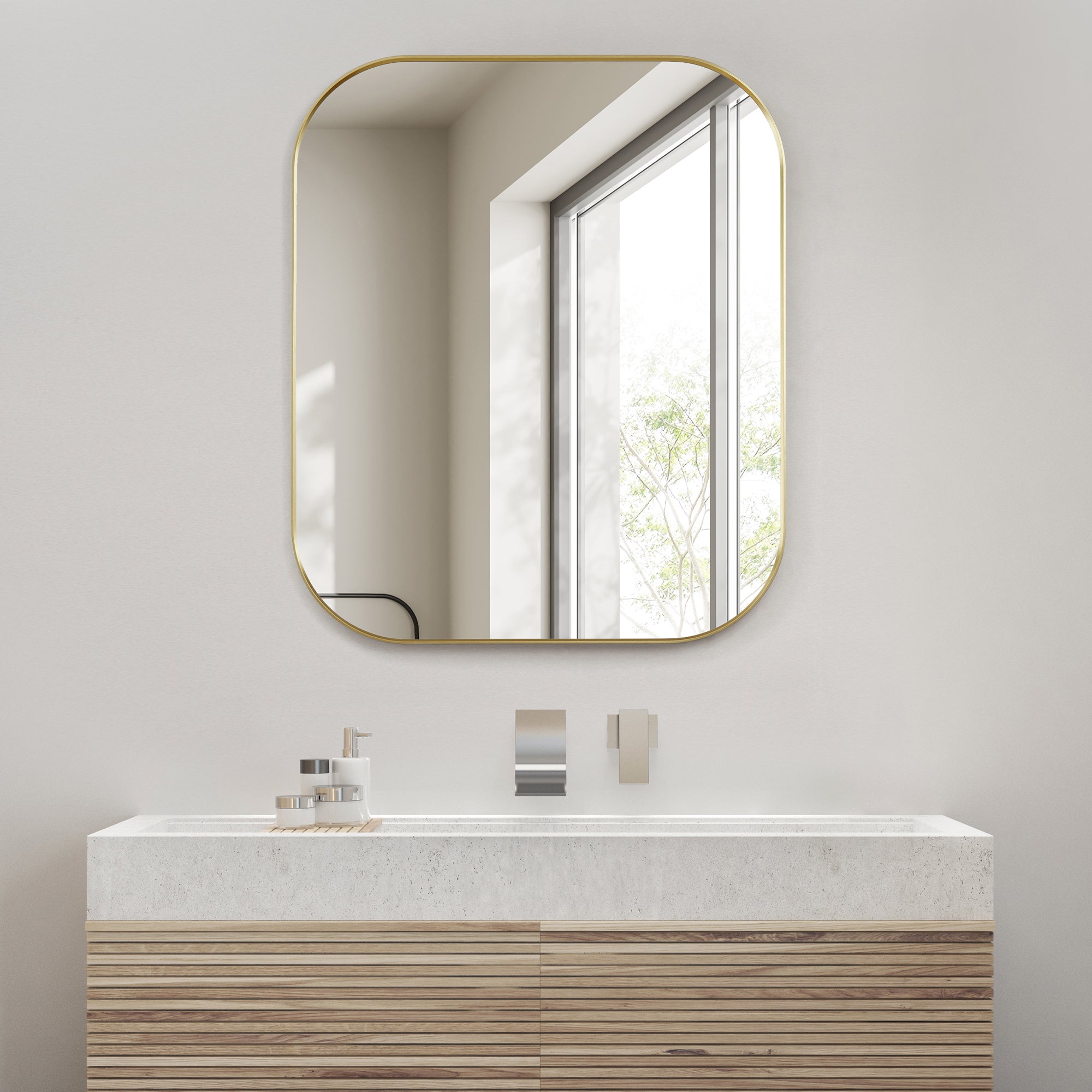 Trielle Rectangular Aluminum Framed Modern Bathroom Wall Mirror - Sleek & Durable Bathroom Decor for Vanity, Makeup & Home Decor