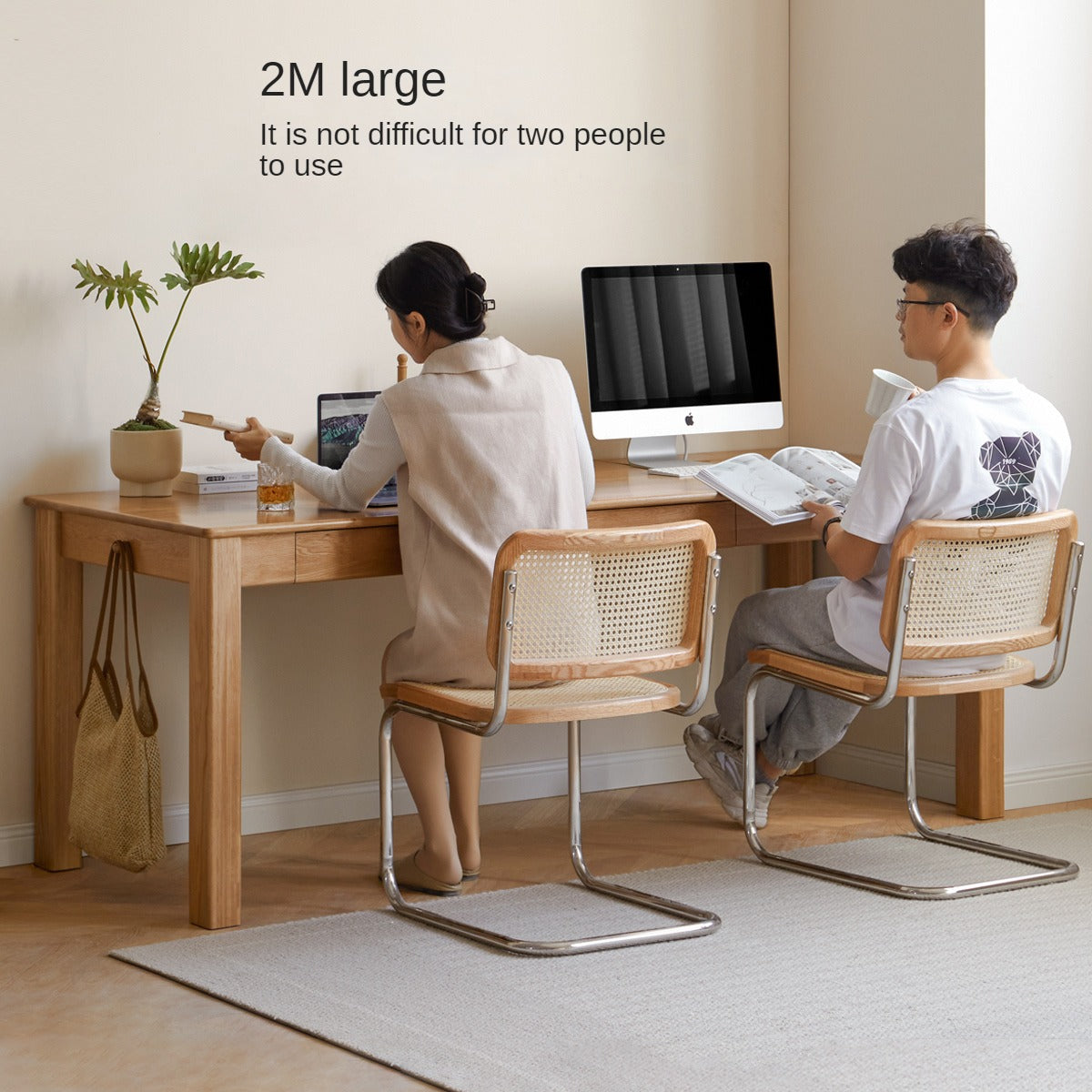 Premium Solid Oak & Ash Wood USB Office Desk - Modern Home & Workspace Furniture for Productivity & Organization | Perfect for Remote Work, Study & Office Setup