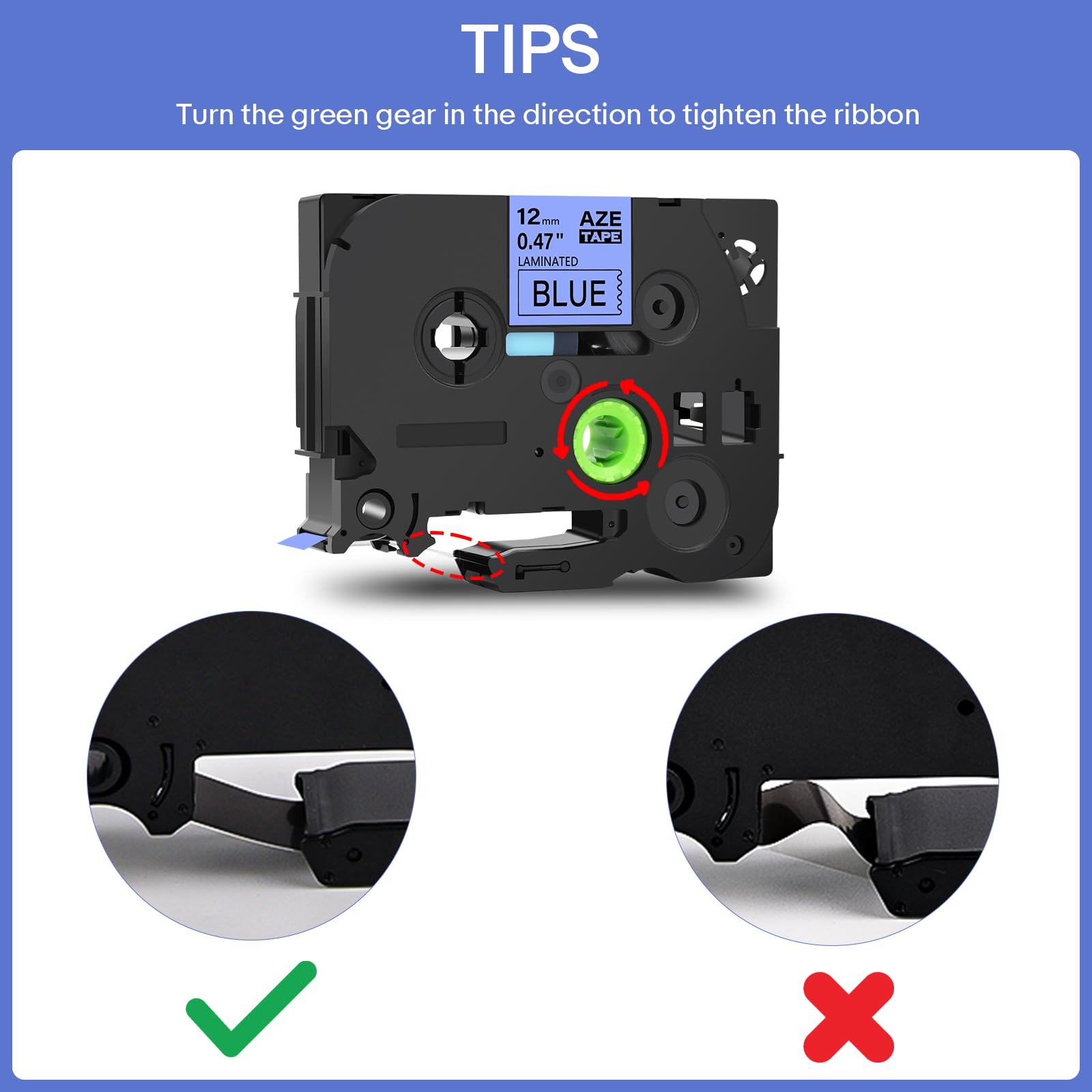 GREENCYCLE 1 Pack Compatible Black on Blue 12mm Label Tape for Brother PTouch TZ531/TZe531 Printers - Perfect for Office Organization & Home Labeling