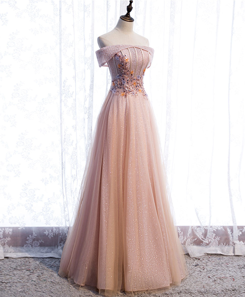 Elegant Pink Tulle Sequin Beaded Long Prom Dress for Women - Formal Evening Gown for Homecoming, Quinceañera, Wedding & Special Occasions