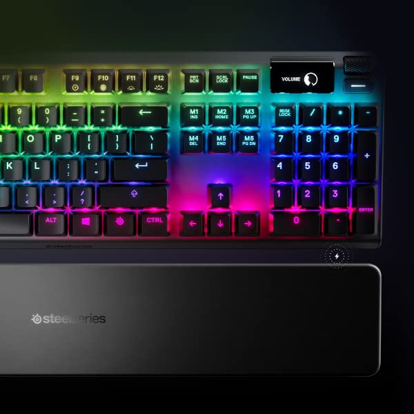 SteelSeries Apex 7 Mechanical Gaming Keyboard with OLED Display - Blue Switches - US QWERTY Layout - Perfect for FPS, MOBA & Esports Gaming