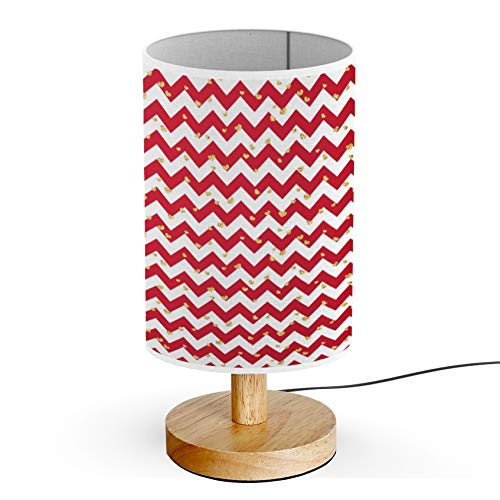 ARTSYLAMP - Wooden Base Decorative Desk Lamp, Bedside Table Light with Gold Heart Design in Red & White Colors - Perfect for Home Office, Bedroom Nightstand, and Living Room Decor