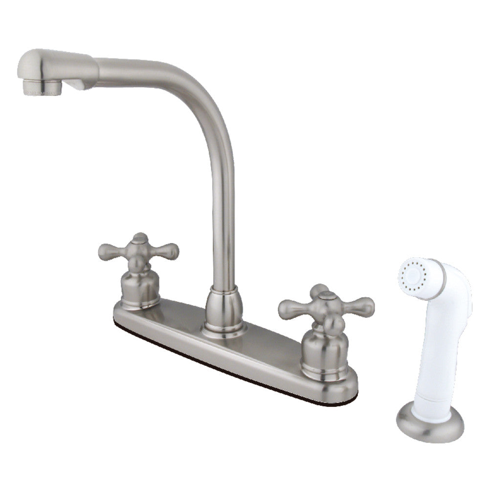 Kingston Brass KB712AX Victorian Centerset Kitchen Faucet - Elegant Single Handle Pull-Out Sprayer Faucet for Modern & Classic Kitchens | Perfect for Cooking, Washing Dishes & Food Prep