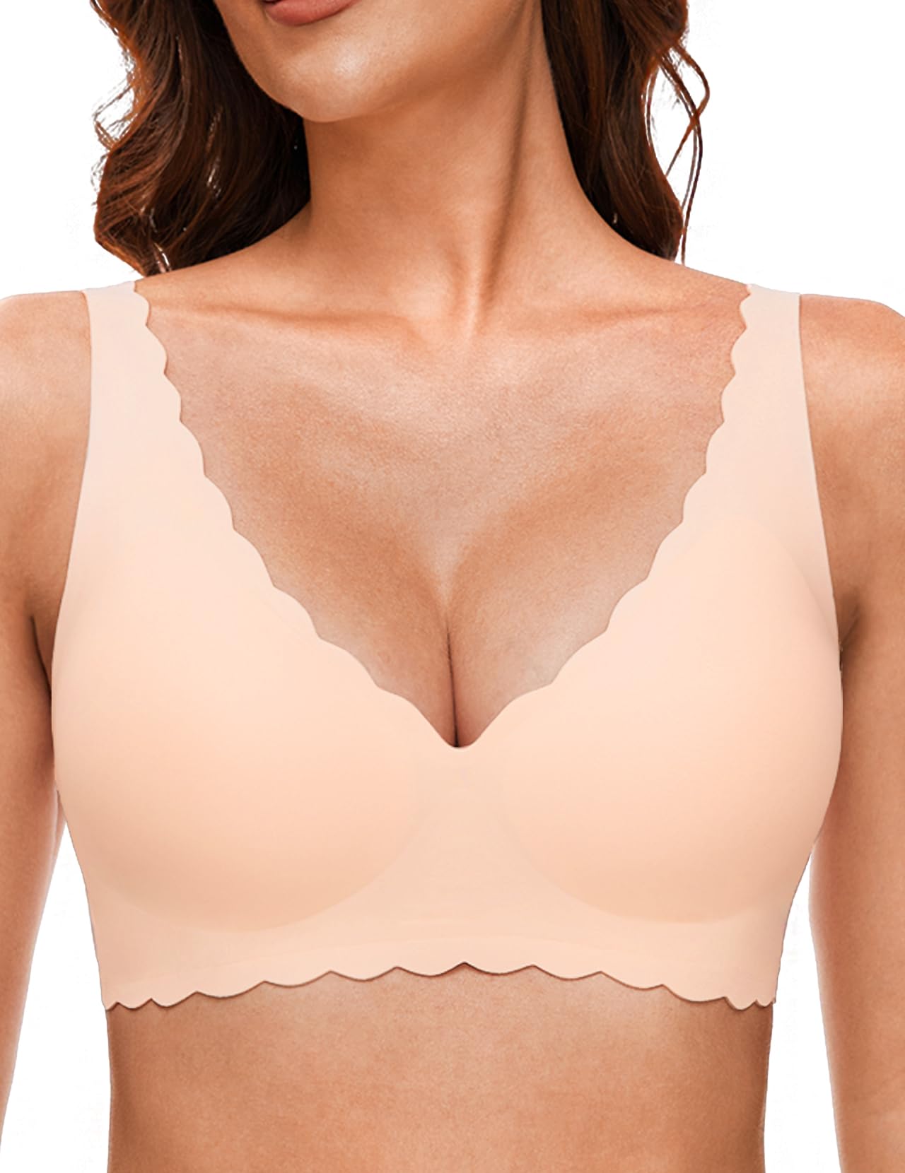 Wireless Comfort Bras for Women - Deep V Petal Soft Seamless Bralette with Extender | Everyday Wear, Yoga, Sleep & Lounge