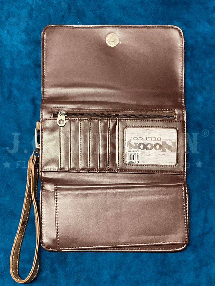 Nocona Women's Jessi Ray Clutch Wallet - Genuine Leather Brown Crossbody Purse for Everyday Use, Travel & Date Night