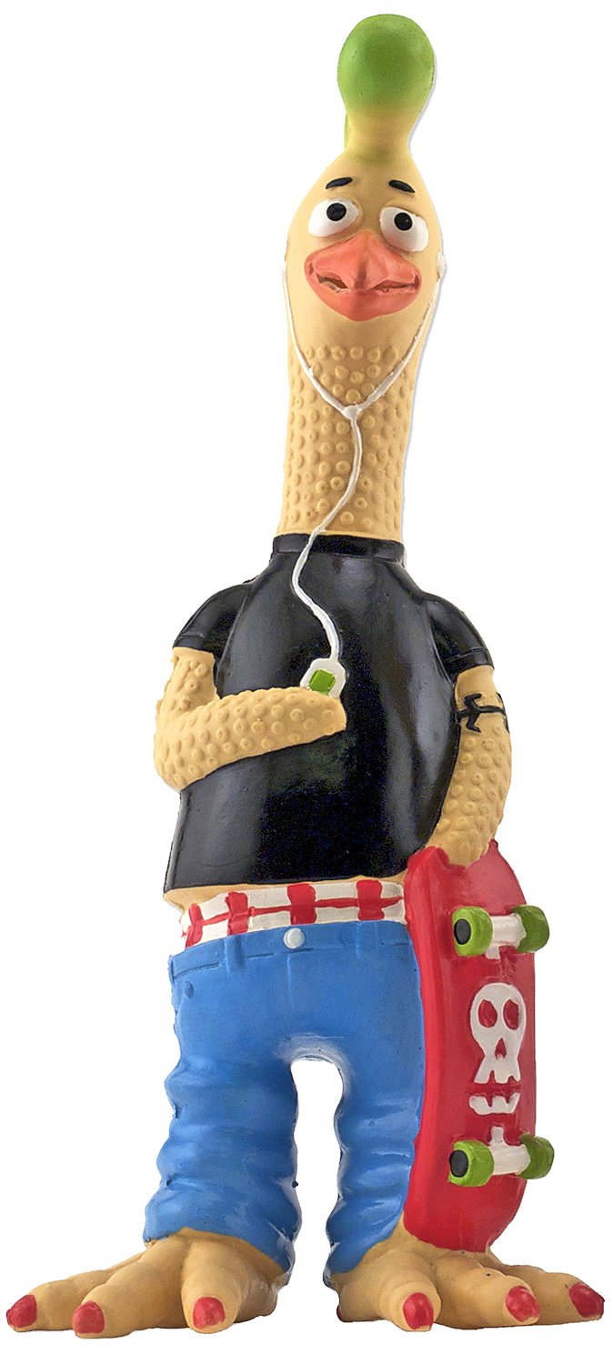 Ruffin' It Tony Mohawk Durable Latex Chicken Dog Toy for Small Dogs - Interactive Chew Toy for Puppies & Indoor Play
