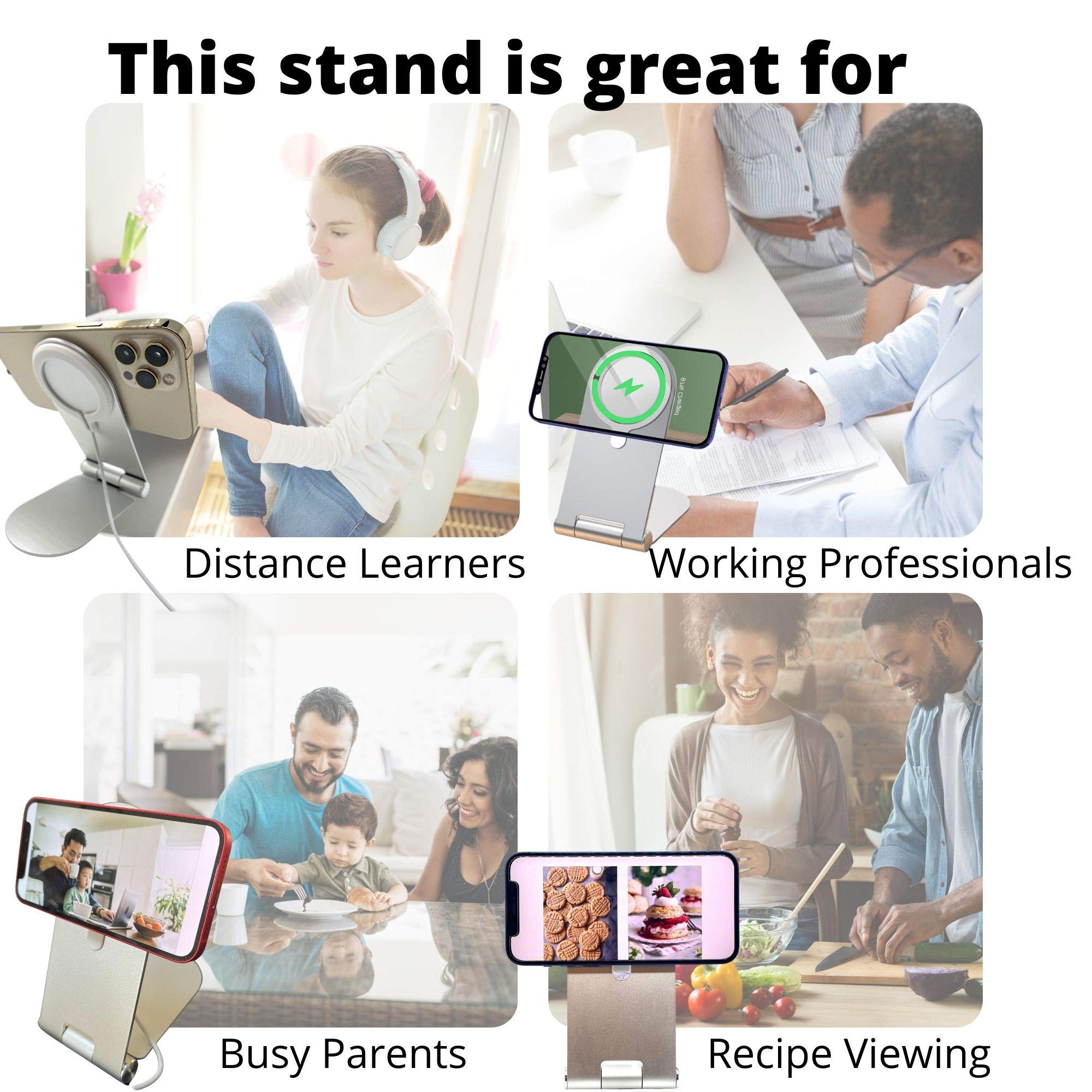 Aporia MagSafe Charger Stand Compatible with iPhone 12/13/14 Mini Pro Max Plus - Portable Foldable Adjustable Magnetic Wireless Charging Base Pad (Grey) | Perfect for Home, Office & Travel Use