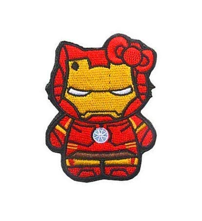 Hello Kitty as Iron Man Embroidered Iron-On Patch for Cosplay, DIY Crafts & Backpack Decoration - Cute Anime Fusion Design for Marvel Fans