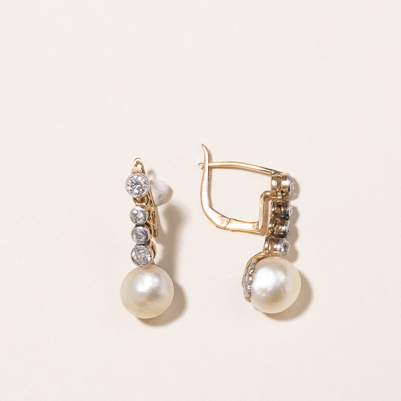 14K Gold Pearl & Diamond Drop Earrings - 8.00-8.50mm Freshwater Pearls, 0.72ctw Diamond Accents | Elegant Dangle Earrings for Weddings, Parties & Special Occasions