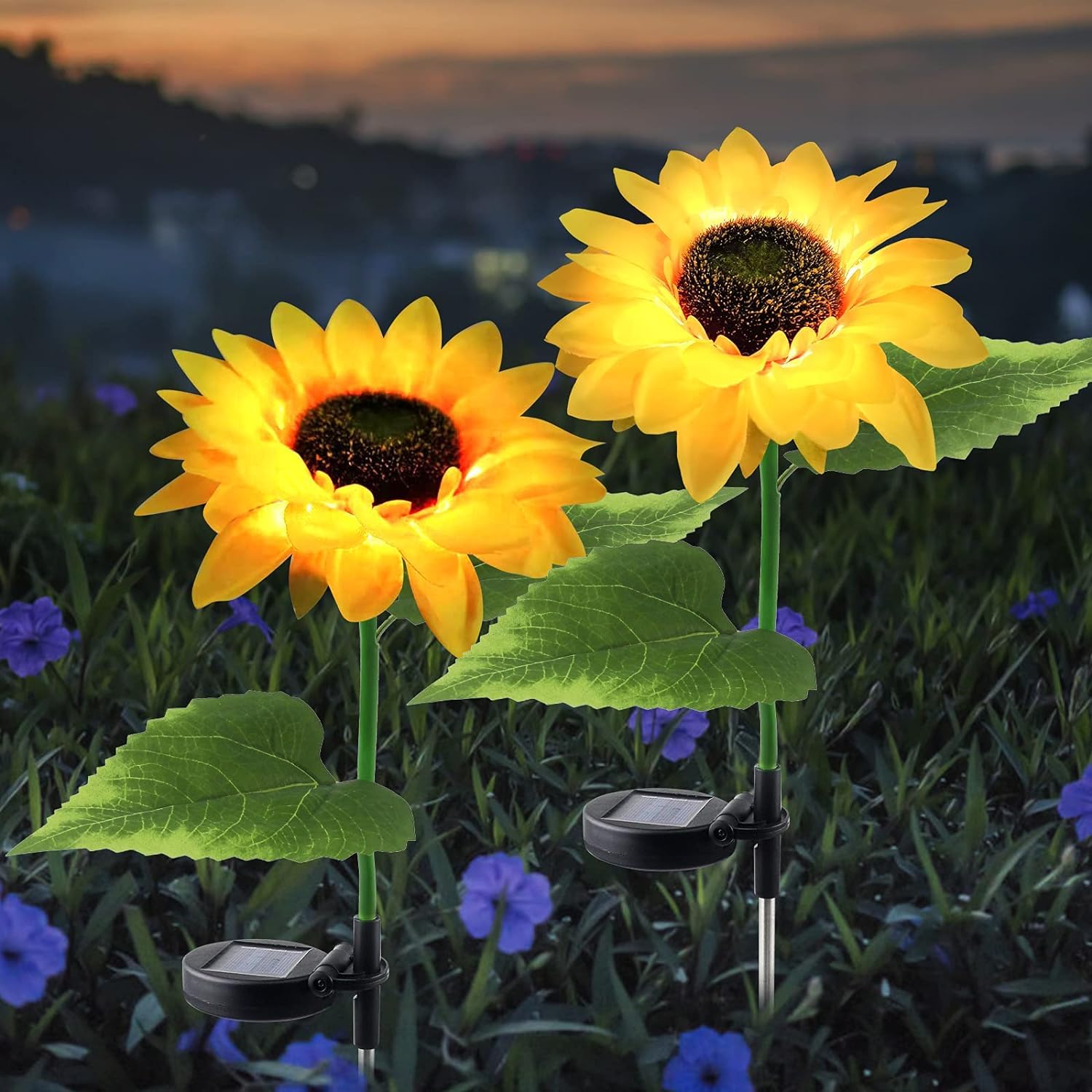 Outdoor Solar Lights - 2 Pack Waterproof Solar Sunflower Garden Lights for Yard, Lawn & Backyard Decor | Realistic Never-Withering Flower Landscape Lighting | Perfect for Garden Pathways, Patio Decor & Outdoor Wedding Decorations
