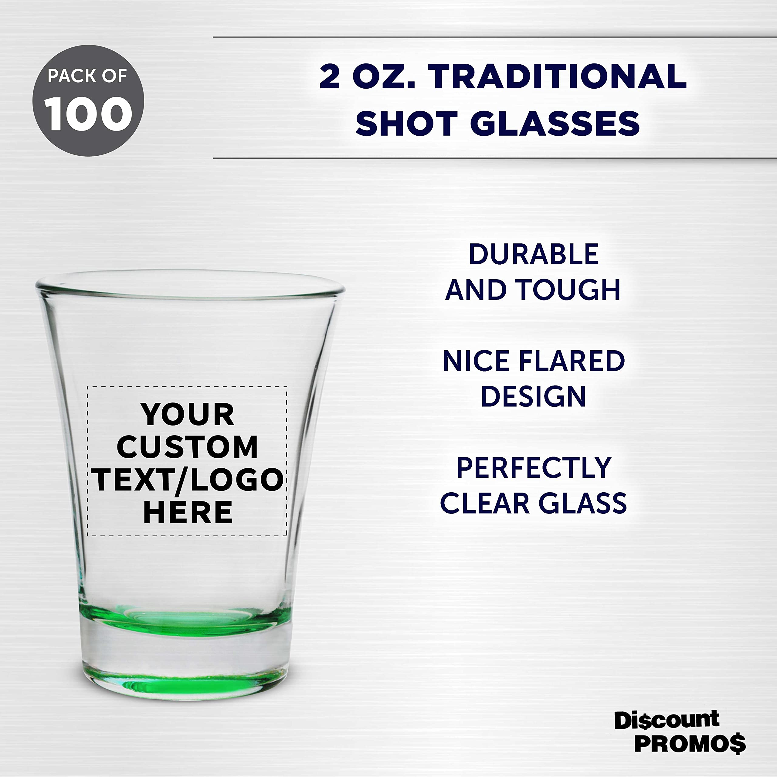 100-Pack Custom 2 oz Shot Glasses Bulk - Personalized Barware for Weddings, Parties & Gifts - Durable Green Drinking Glasses - Perfect for Bachelor Parties, Tailgates & Bar Decor