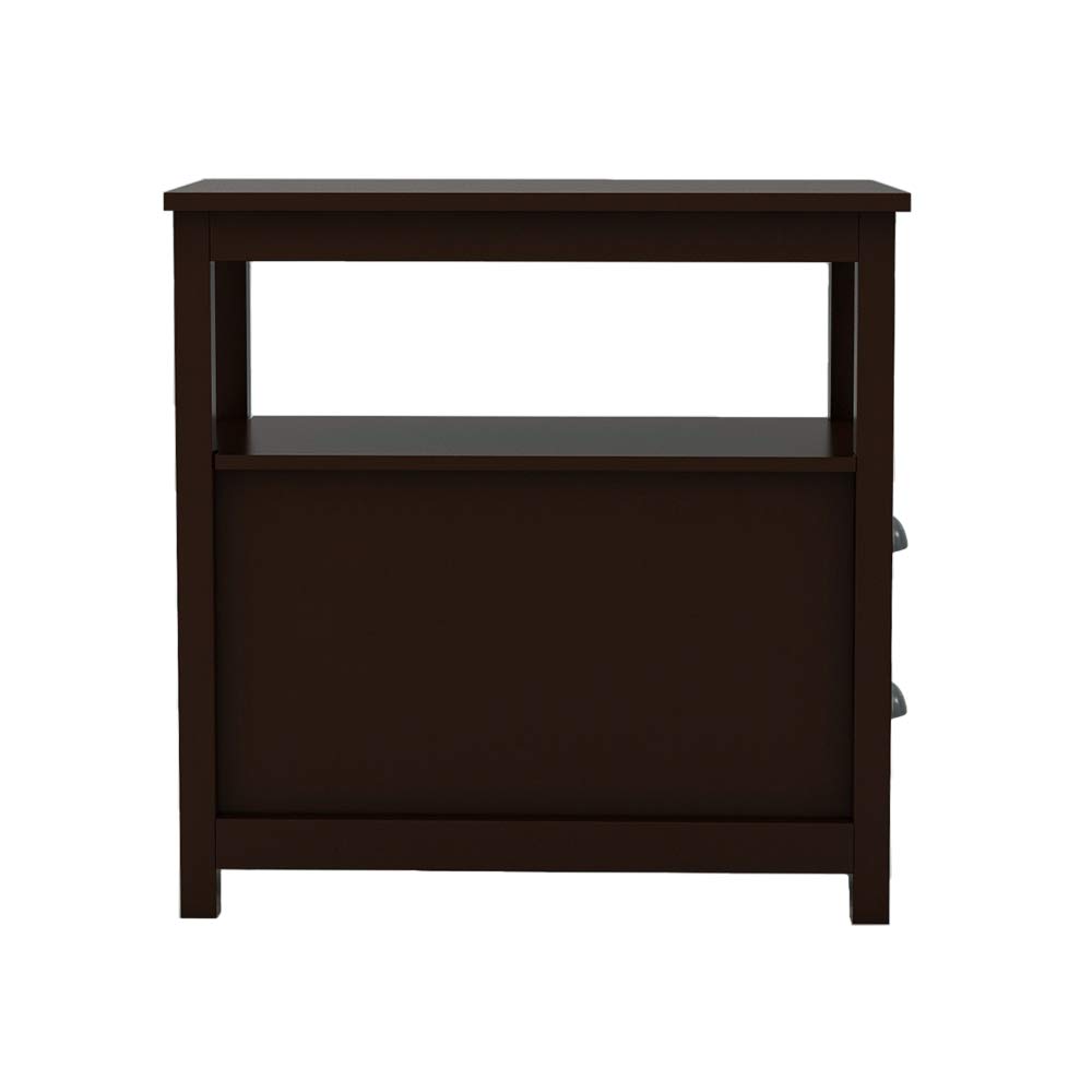 4-Tier Slim Narrow Side Table with 2 Drawers & Open Shelf - Small Space End Table, Nightstand for Living Room, Bedroom, Office - Perfect for Tight Corners, Apartment Decor & Modern Home Organization