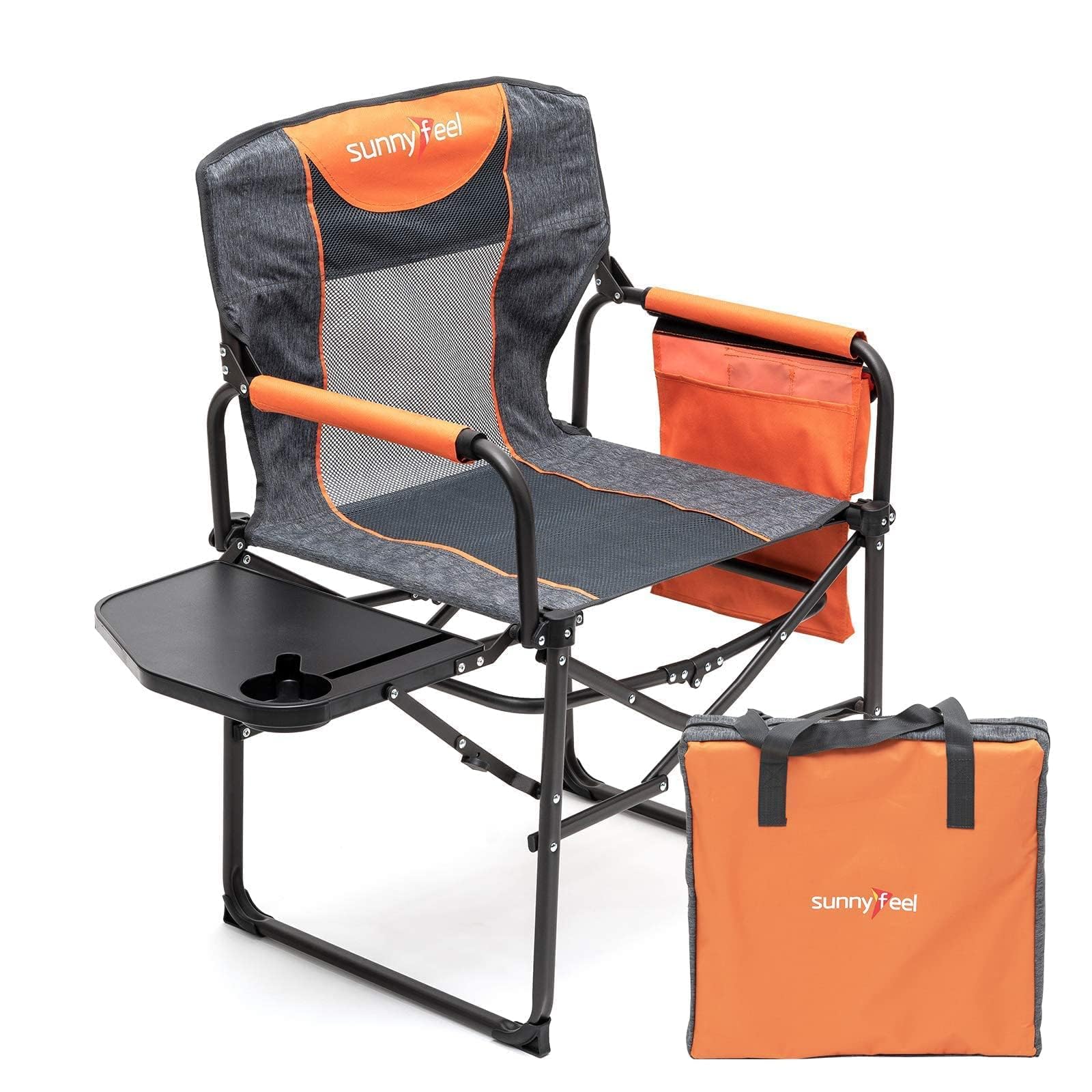 **SUNNYFEEL Heavy Duty Oversized Folding Camping Chair with Side Table & Storage Pocket - Portable Outdoor Chair for Beach, Fishing, Picnic, Concert, Lawn & Travel**    (Optional addition for context: **Perfect for Relaxing, Camping Trips & Outdoor Adventures**)