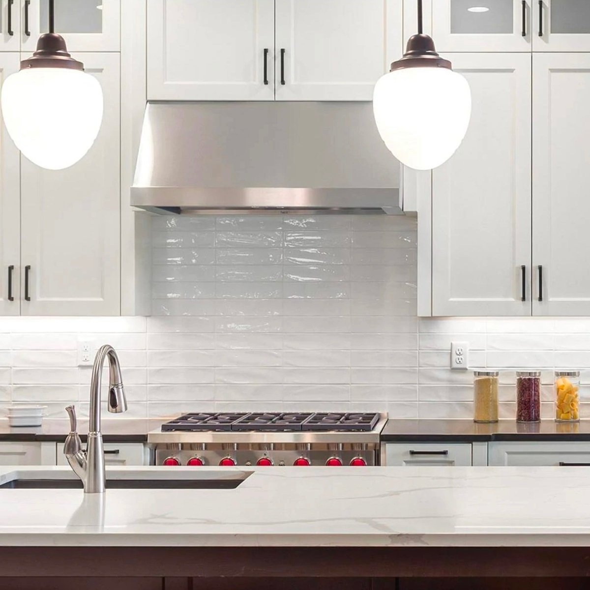 3 x 6 Inch Marlow Cloud Matte Pressed Glazed Ceramic Wall Tile - Perfect for Kitchen Backsplash, Bathroom Shower, and Fireplace Surround