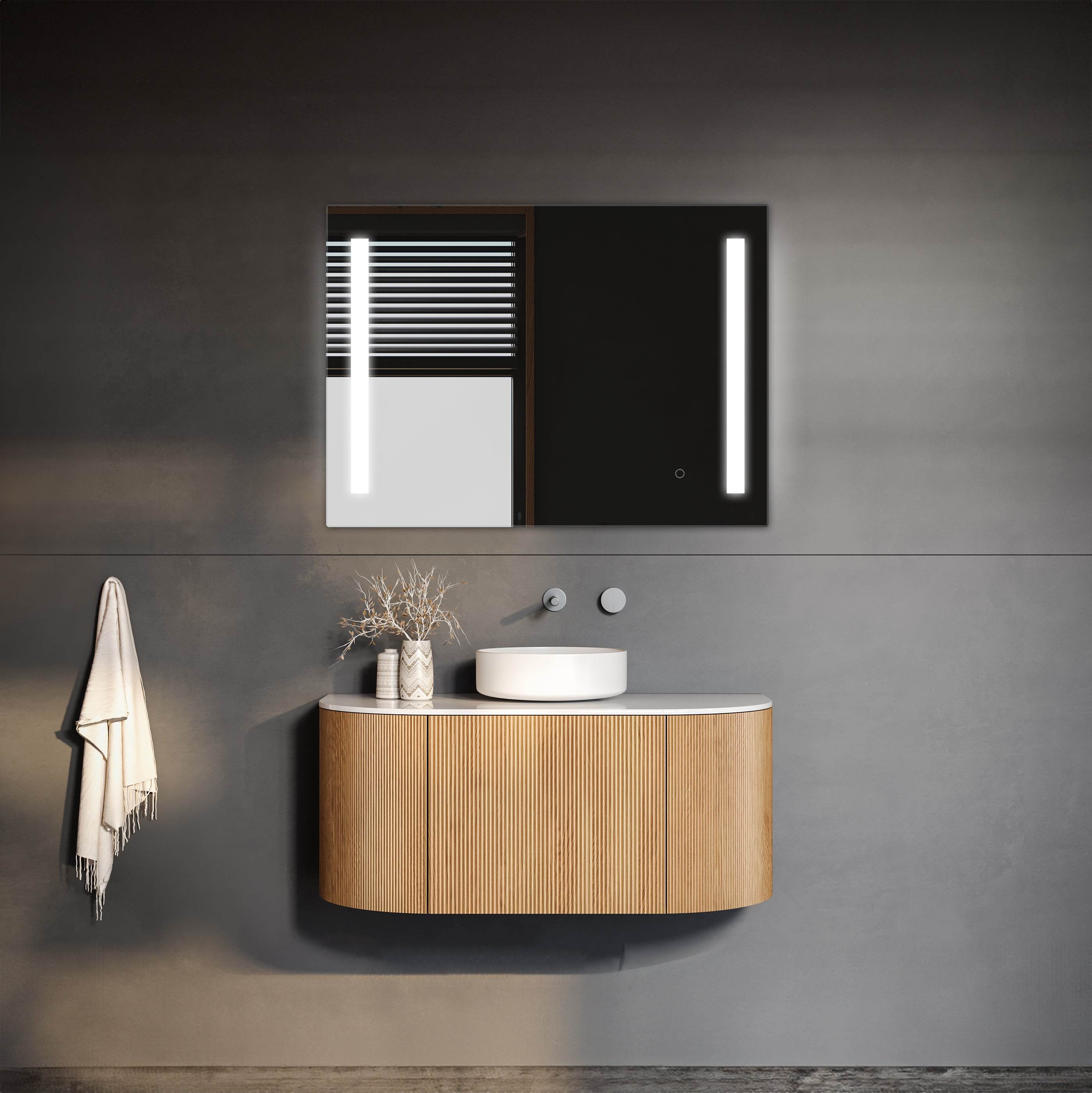 Treviso LED Bathroom Mirror with Adjustable Dimmer & Anti-Fog Function - 4 Size Options for Vanity, Makeup & Home Decor