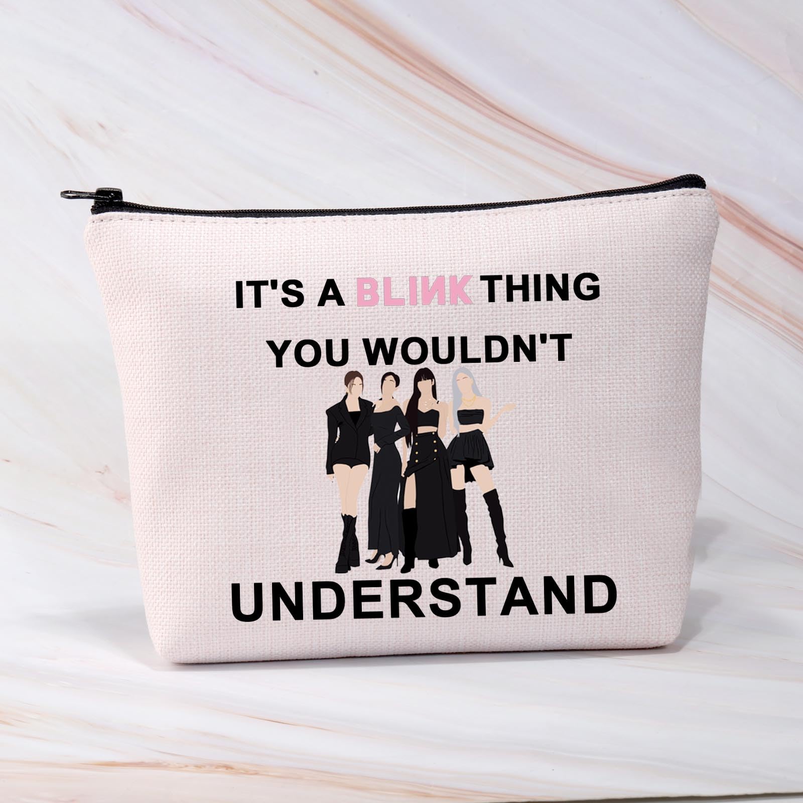 BDPWSS K-Pop Makeup Bag - Black K-Pop Singer Inspired Cosmetic Pouch for BLINK Fans | Perfect Music Lover Gift for Concerts, Travel & K-Pop Merch Collectors