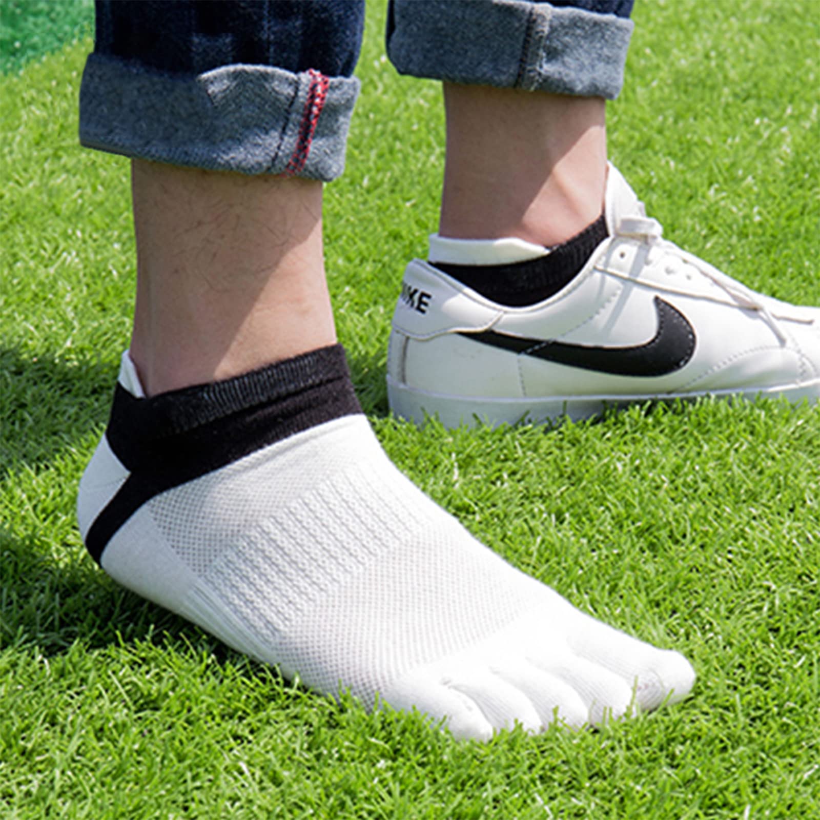 Breathable Men's Toe Socks 5-Pack - Anti-Slip Running Socks for Athletic Walking & Sports - Perfect for Gym, Hiking & Outdoor Activities