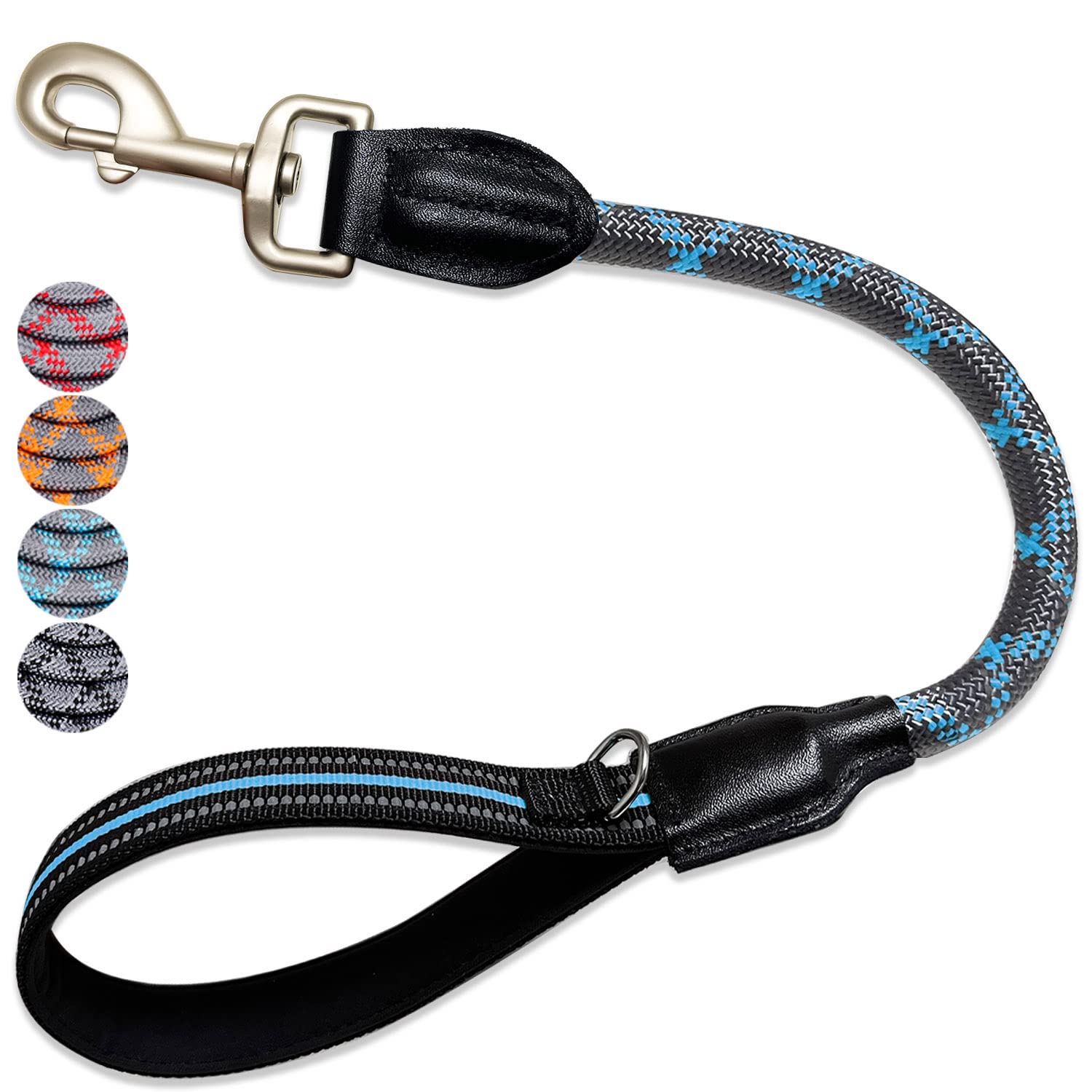 JSXD 5FT Heavy Duty Reflective Dog Leash with Double Handle & Comfortable Padding - Strong Rope Leash for Small, Medium & Large Dogs - Perfect for Walking, Running, Training & Outdoor Adventures
