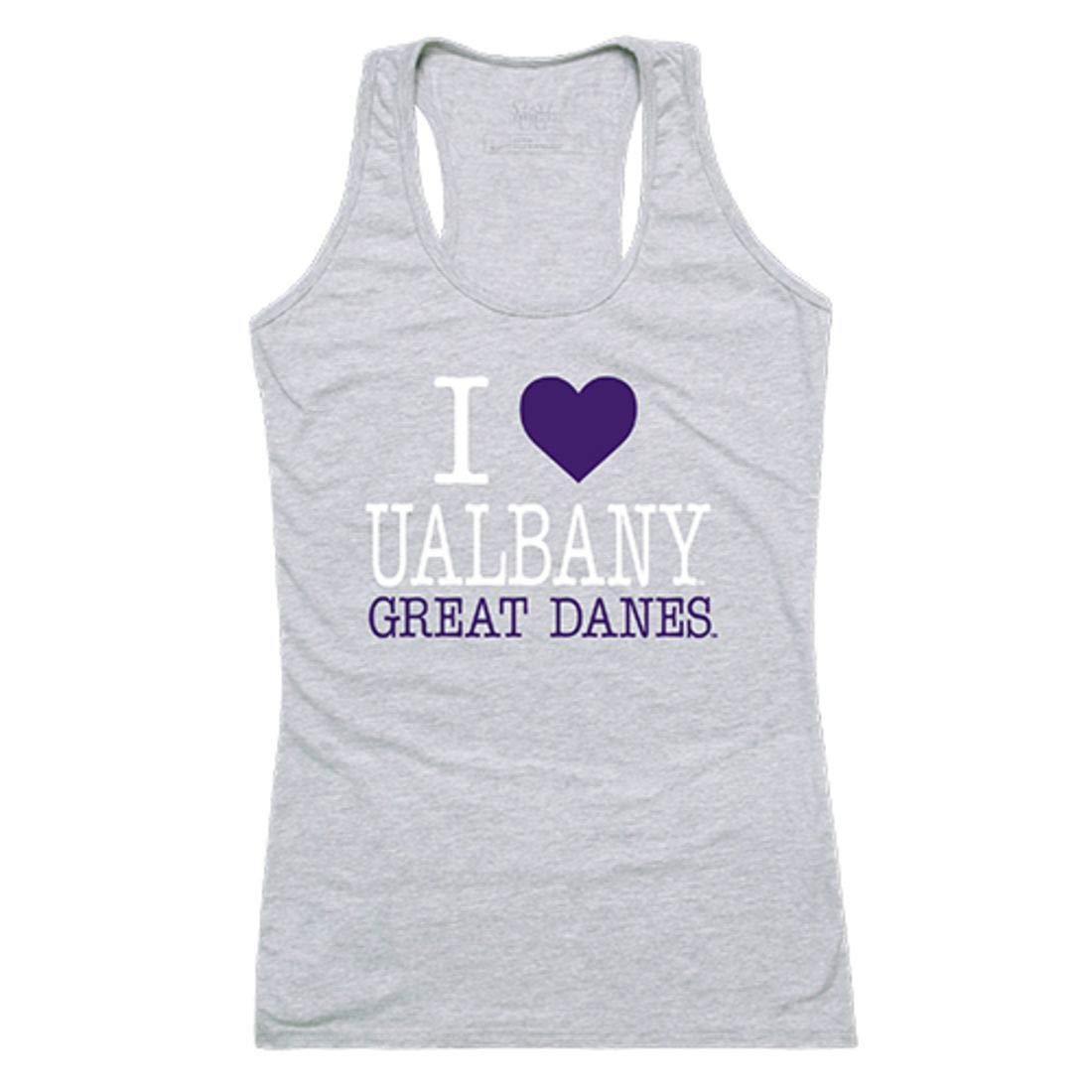 UAlbany Great Danes Women's Love Tank Top Tee - Soft Black College T-Shirt for Fans, Gym & Casual Wear