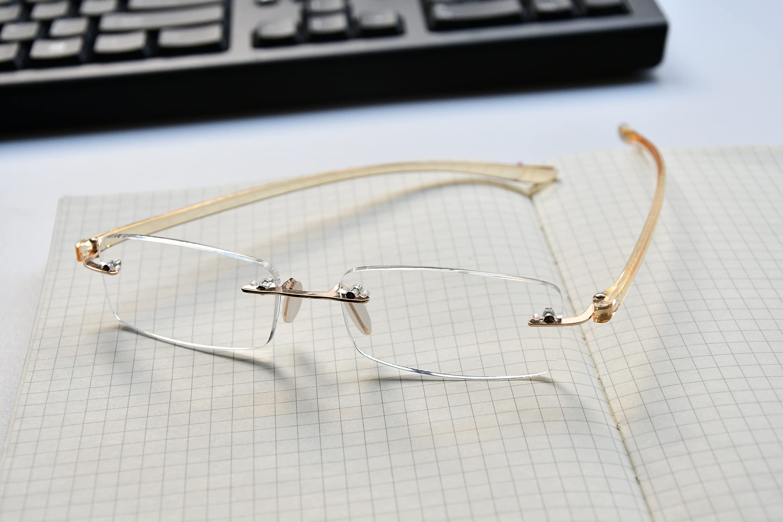 Eyekepper Rimless Reading Glasses for Men & Women - Small Lens Lightweight Readers for Computer Work, Reading Books & Close-up Tasks