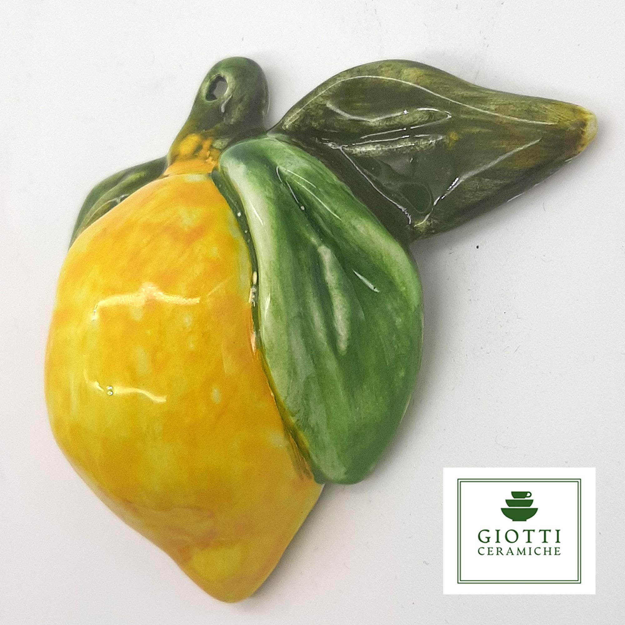 Hand Painted Italian Ceramic Lemon Decor Set of 3 - Lifelike Artificial Fruit Kitchen Wall Decor - Italian Pottery Home Decor for Kitchen, Dining Room & Farmhouse Style - Perfect for Wall Art, Table Centerpiece & Gift Giving