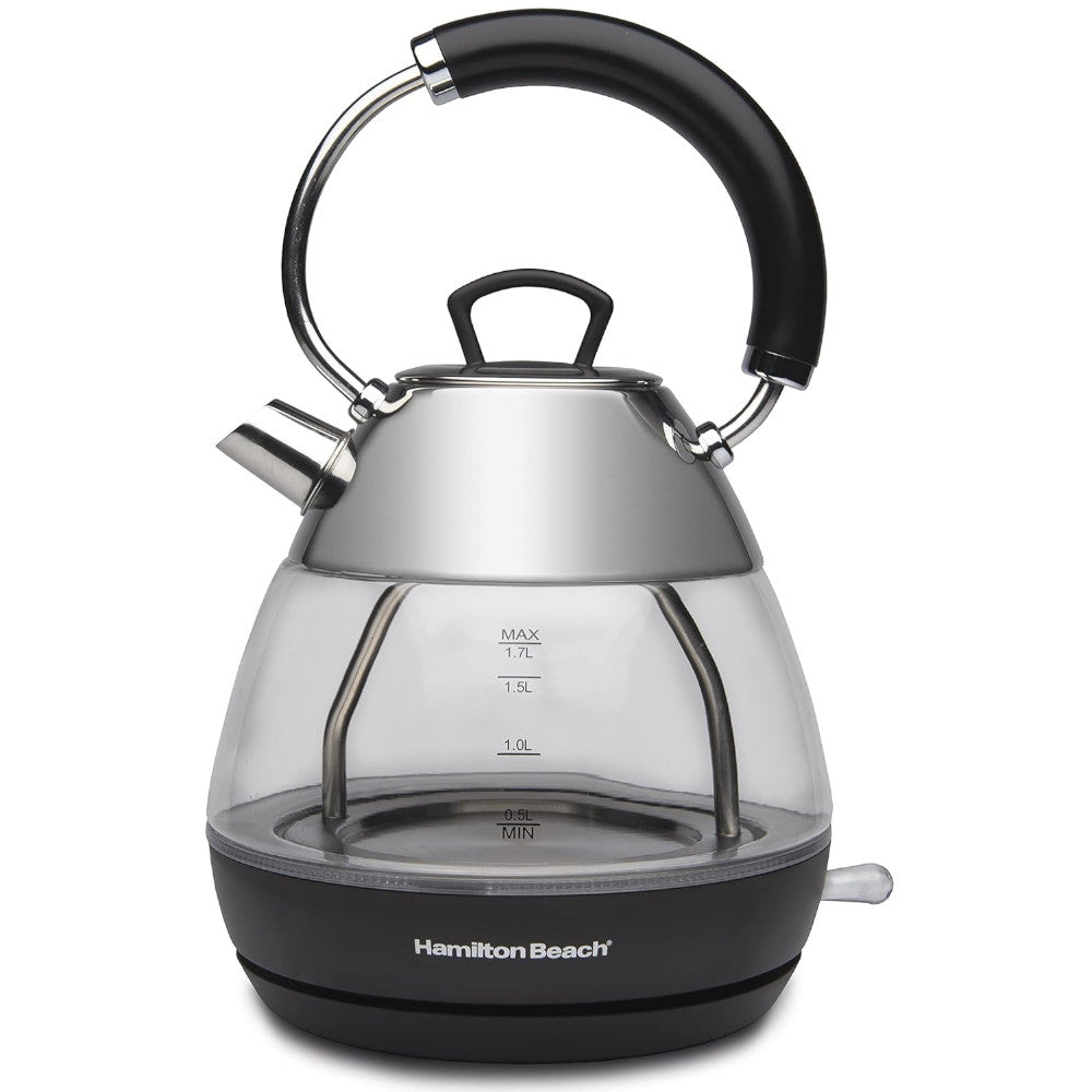 Hamilton Beach 1.7L Glass Electric Kettle 40896C - Fast Boiling for Tea, Coffee & Hot Beverages - Perfect for Home, Office & Kitchen Use