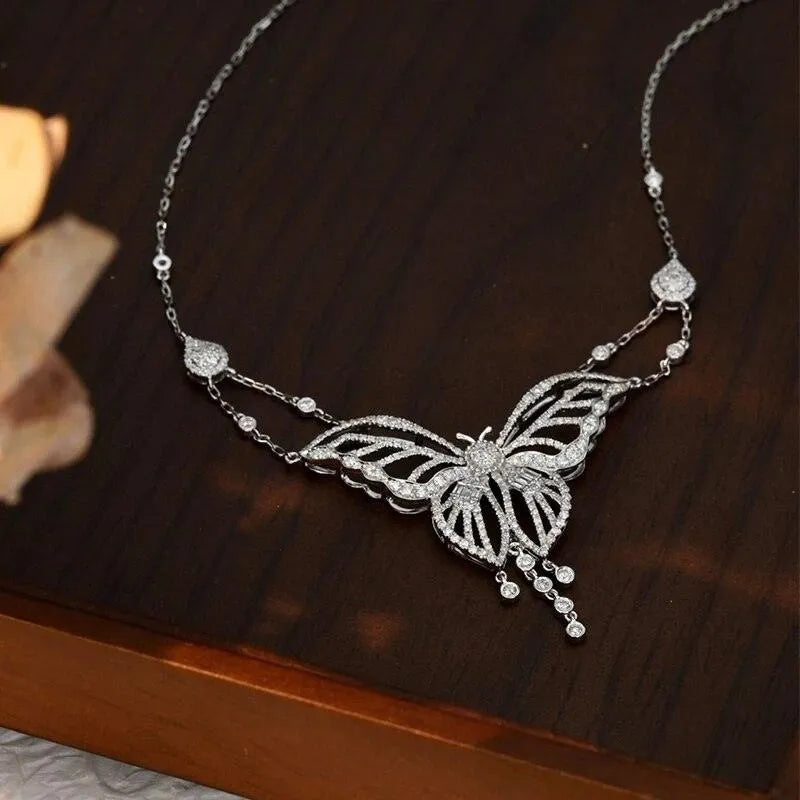 18K White Gold Diamond Butterfly Necklace - 1.2ct Certified Natural Diamonds, Luxury Jewelry Gift for Women | Perfect for Anniversaries, Birthdays & Special Occasions