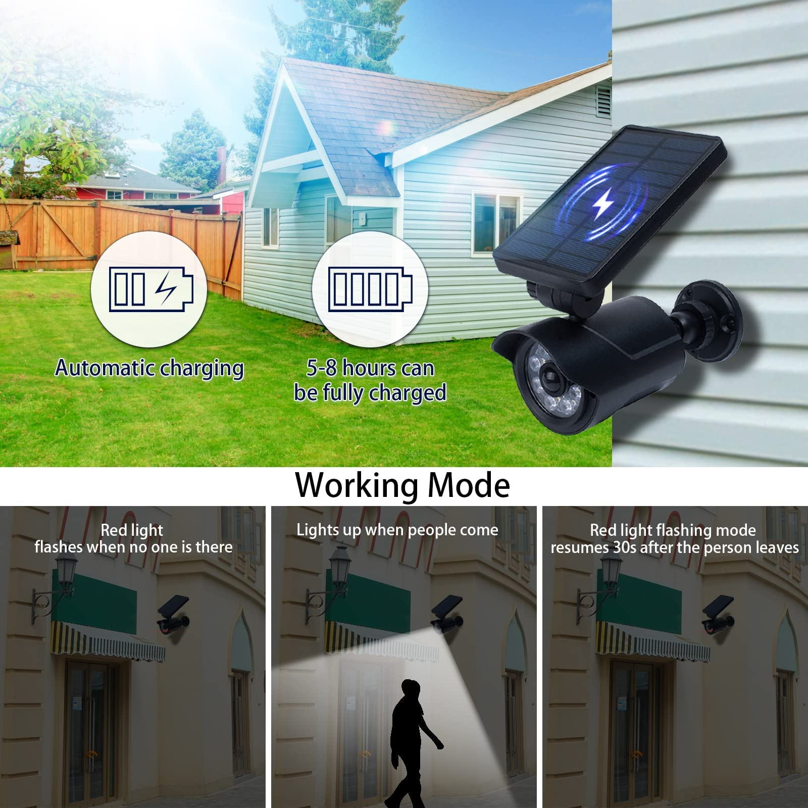 8 LED Solar Motion Sensor Lights - 500 Lumen Waterproof Security Flood Lights for Garage, Yard, Driveway & Pathway - Outdoor Lighting for Home Safety & Energy Savings