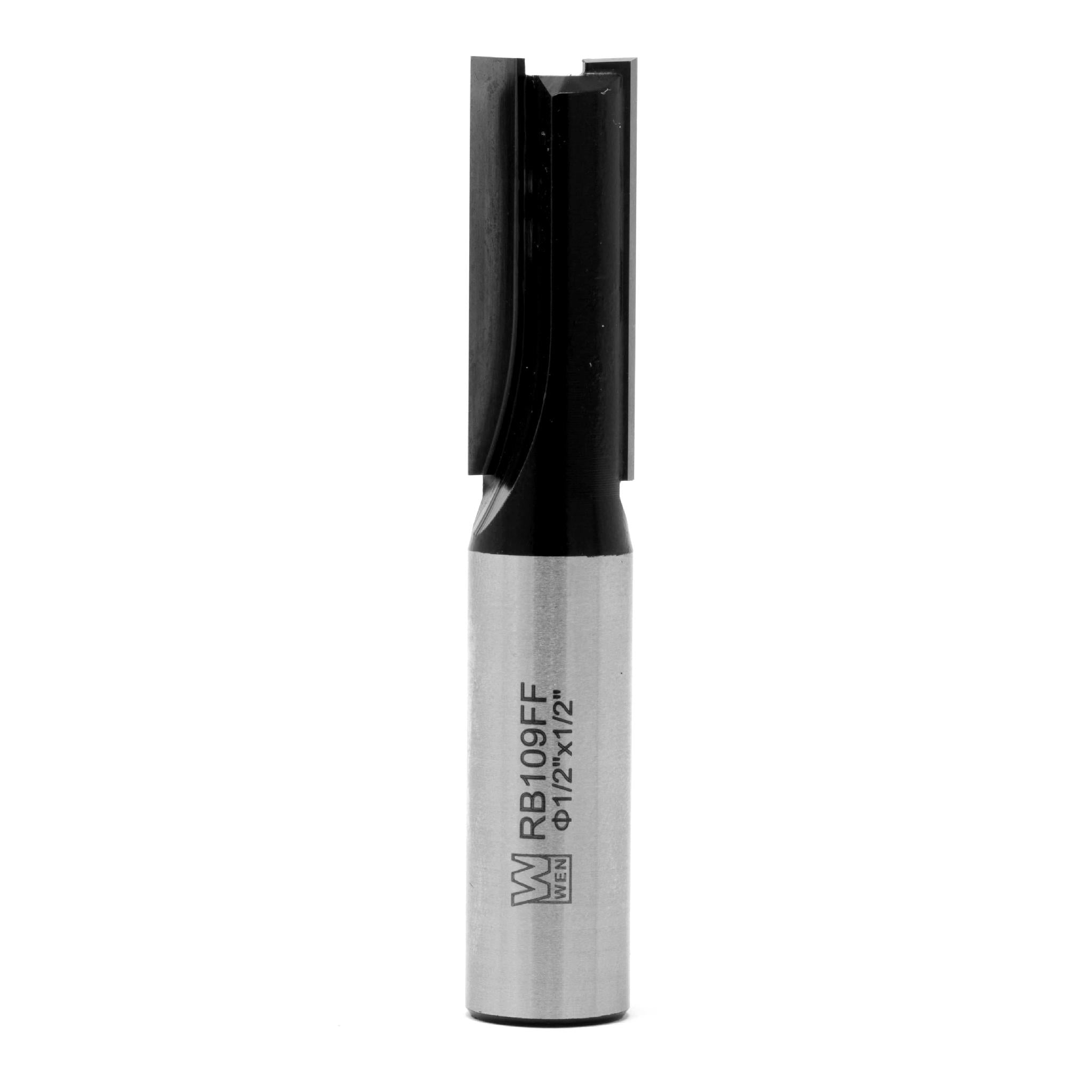 WEN RB109FF 1/2 Inch Straight 2 Flute Carbide Tipped Router Bit with 1/2 Inch Shank - Perfect for Woodworking, Cabinetry, and DIY Projects