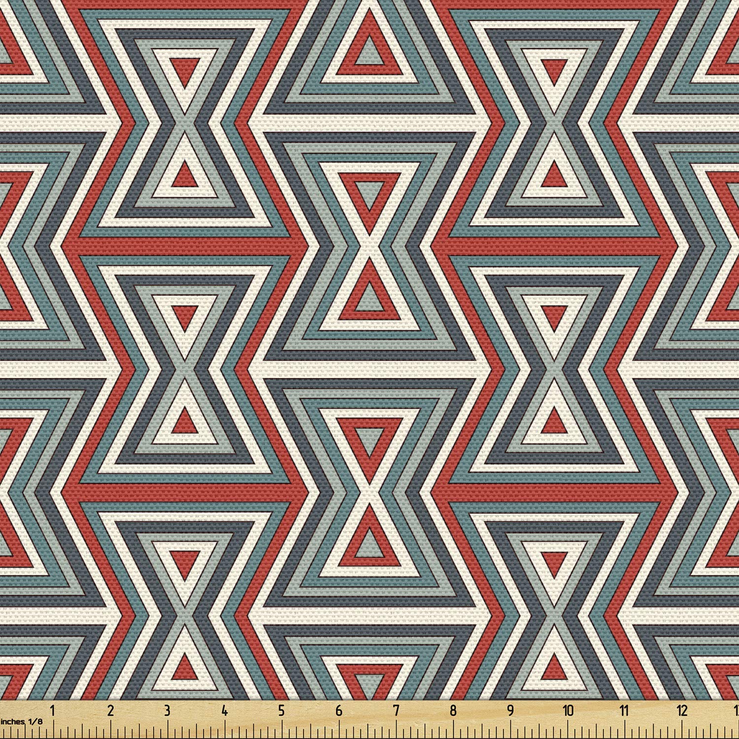 Ambesonne Geometric Fabric by The Yard - Colorful Triangle & Retro Hourglass Abstract Pattern - 10 Yards Multicolor Upholstery Fabric for Sofa, Curtains & Home Decor | Perfect for DIY Projects, Crafting & Interior Design