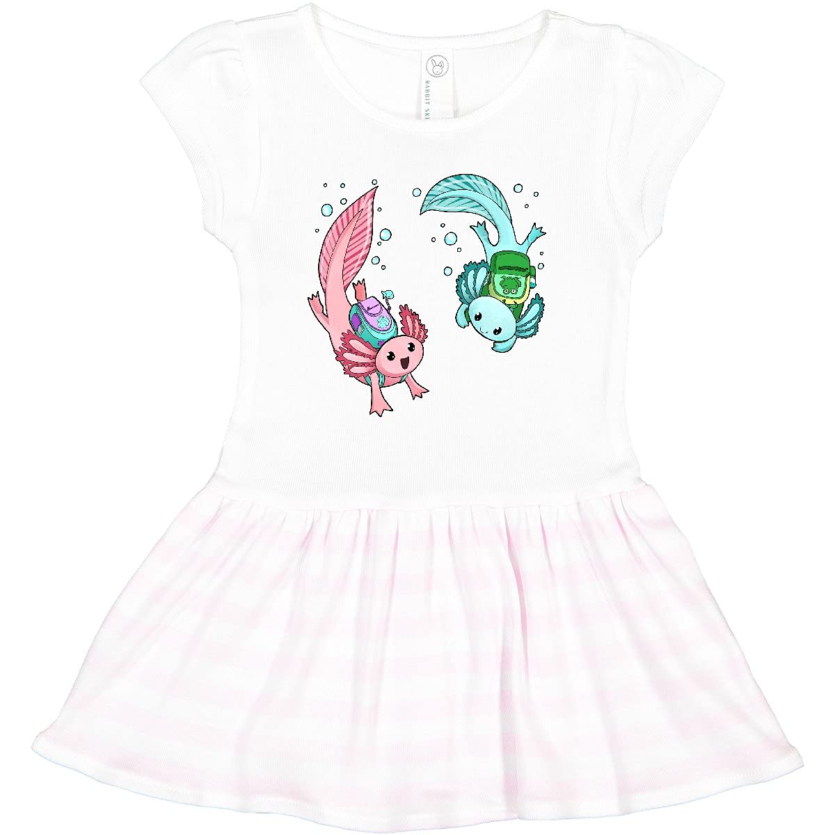 Inktastic Back to School Cute Axolotls with Backpacks Toddler Dress - Adorable Kids Outfit for First Day of School & Casual Wear