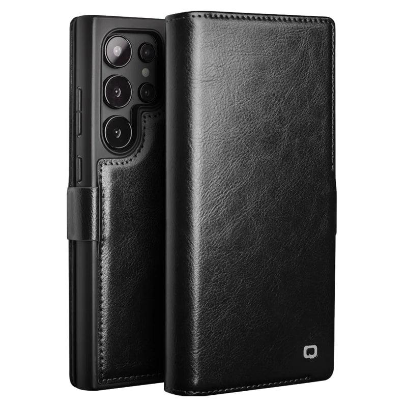 Qialino Genuine Leather Wallet Case for Samsung Galaxy S24 - Slim Protective Cover with Card Slots (Perfect for Everyday Use & Travel)