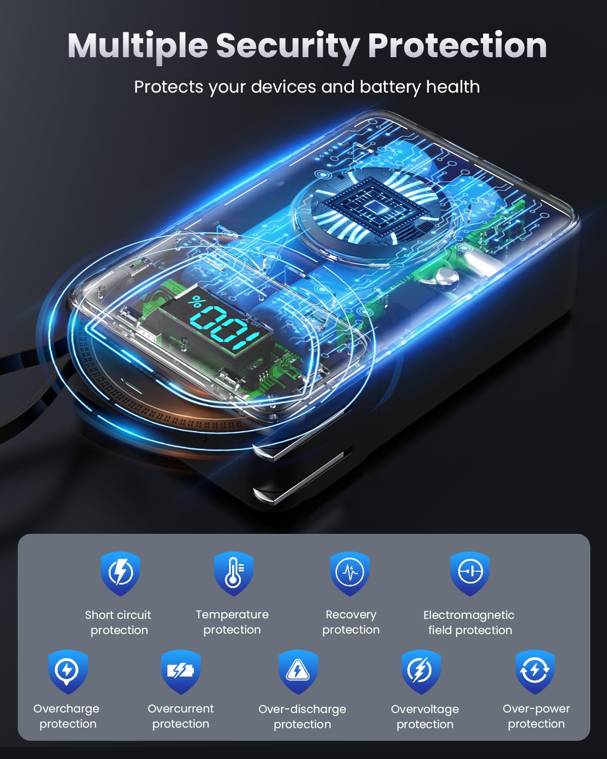 4-in-1 Portable Charger with Built-in Wall Plug & USB-C Cables - 10800mAh Power Bank with iWatch Charger, QC4.0+PD 25W Fast Charging Battery Pack - Travel Essentials for iPhone 16/15/14/13/12, Apple Watch & More - Perfect for Travel, Work & Outdoor Adventures