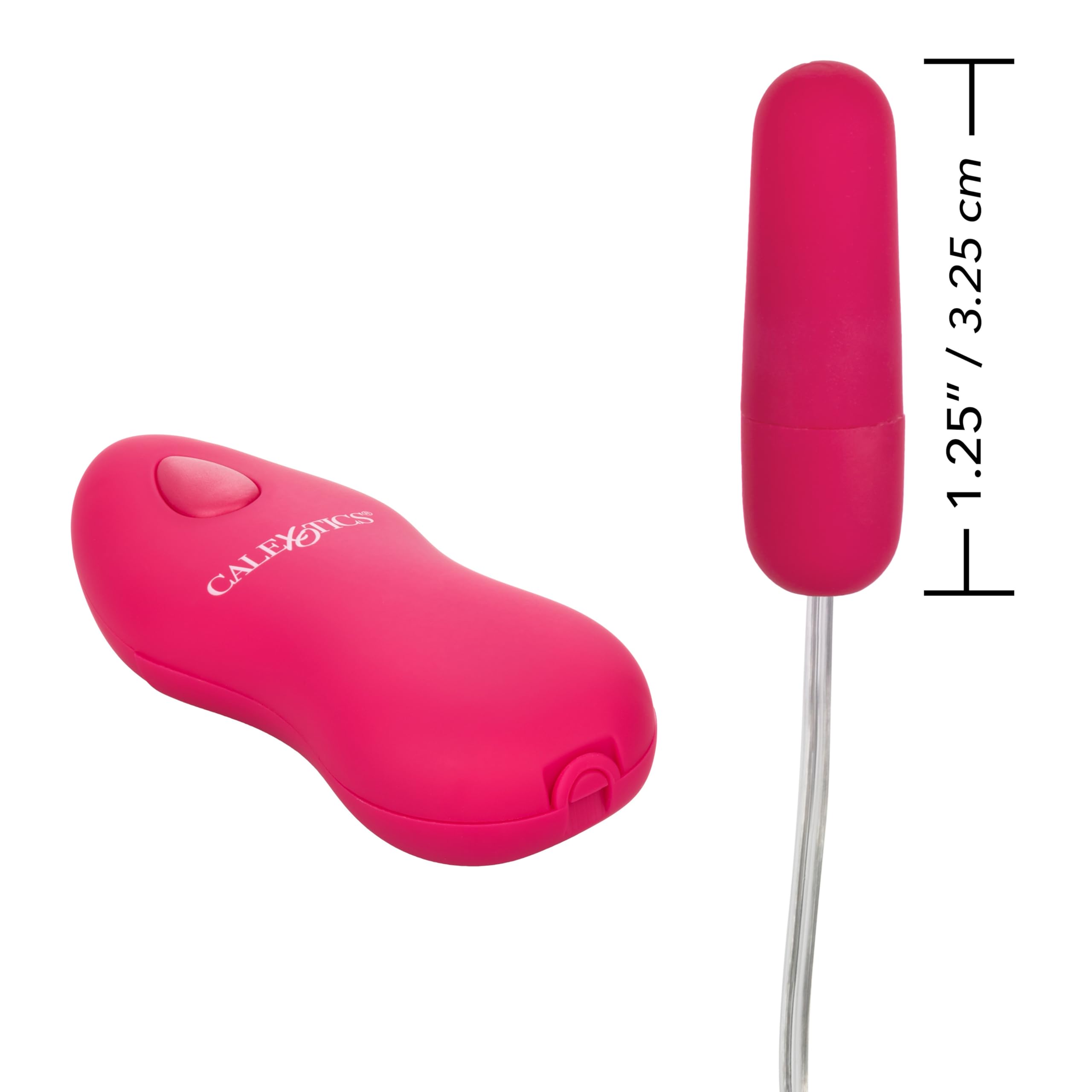 CalExotics Whisper Micro Bullet – Self-Heating Wired Pocket Bullet Vibrator with Remote Control - 1.25 Inch Pink Adult Egg Massager for Couples & Solo Play - Perfect for Travel, Date Nights & Sensual Exploration