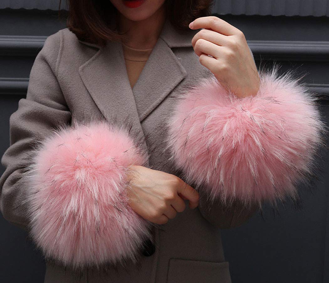 Women's Winter Faux Fur Arm Warmers - Soft Fuzzy Wrist Cuffs & Hand Warmers for Cold Weather, Fashion Accessories, Outdoor Activities, and Office Wear