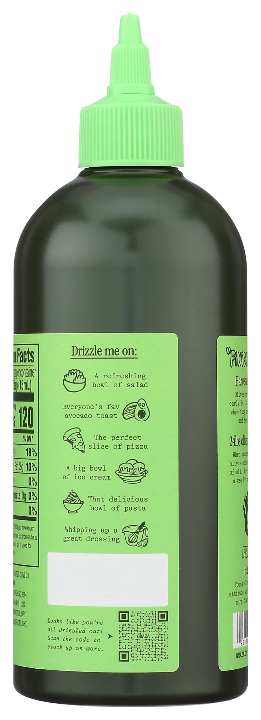 Graza Drizzle Extra Virgin Olive Oil - 500ml (16.9 Fl Oz) Cold Pressed, Unfiltered, Premium Cooking Oil - Pack of 6 Bottles - Perfect for Salads, Pasta, Bread Dipping & Gourmet Recipes