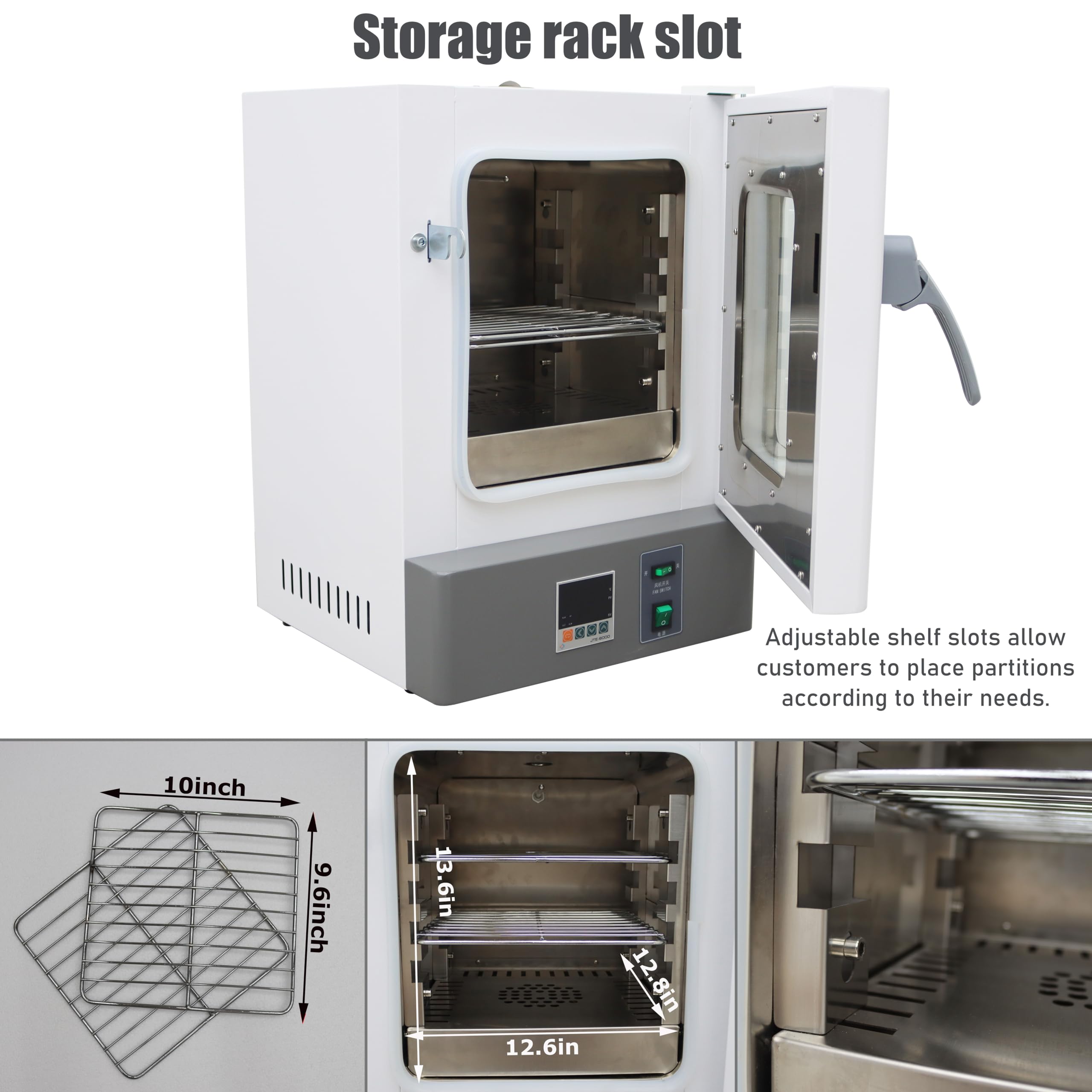TECHTONGDA Digital Forced Air Convection Drying Oven - 9.84x10.23x10.63 Inch Chamber, Industrial Heat Treat & Lab Temperature Control with Independent Fan - Perfect for Baking, Curing, Sterilizing & Material Testing