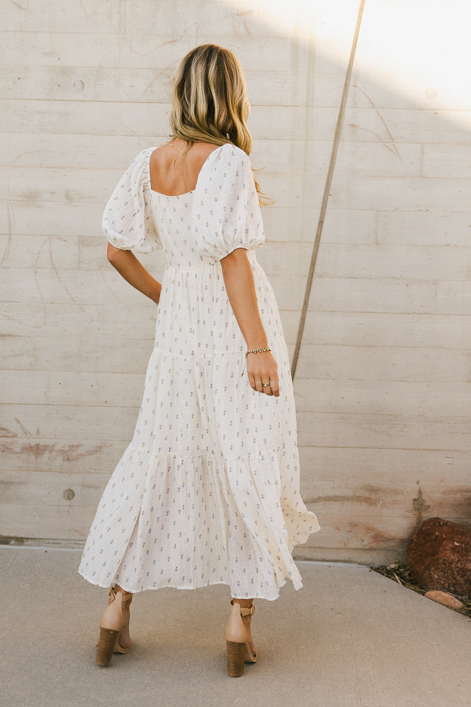 Landrie Ditsy Floral Dress in Blue | Women's Summer Flowy Midi Dress | Perfect for Beach Vacations, Garden Parties & Date Nights