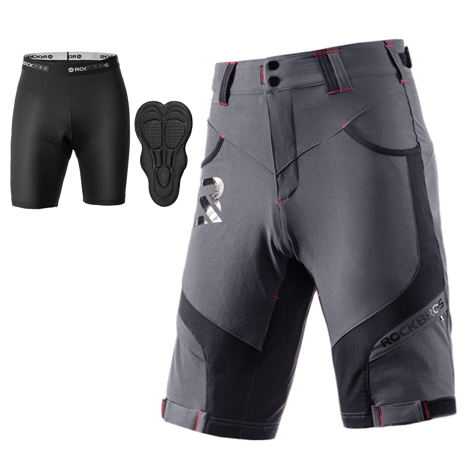 ROCKBROS Men's Mountain Bike Shorts with Padding - Breathable MTB Cycling Shorts for Comfort & Performance | Ideal for Trail Riding & Long-Distance Biking