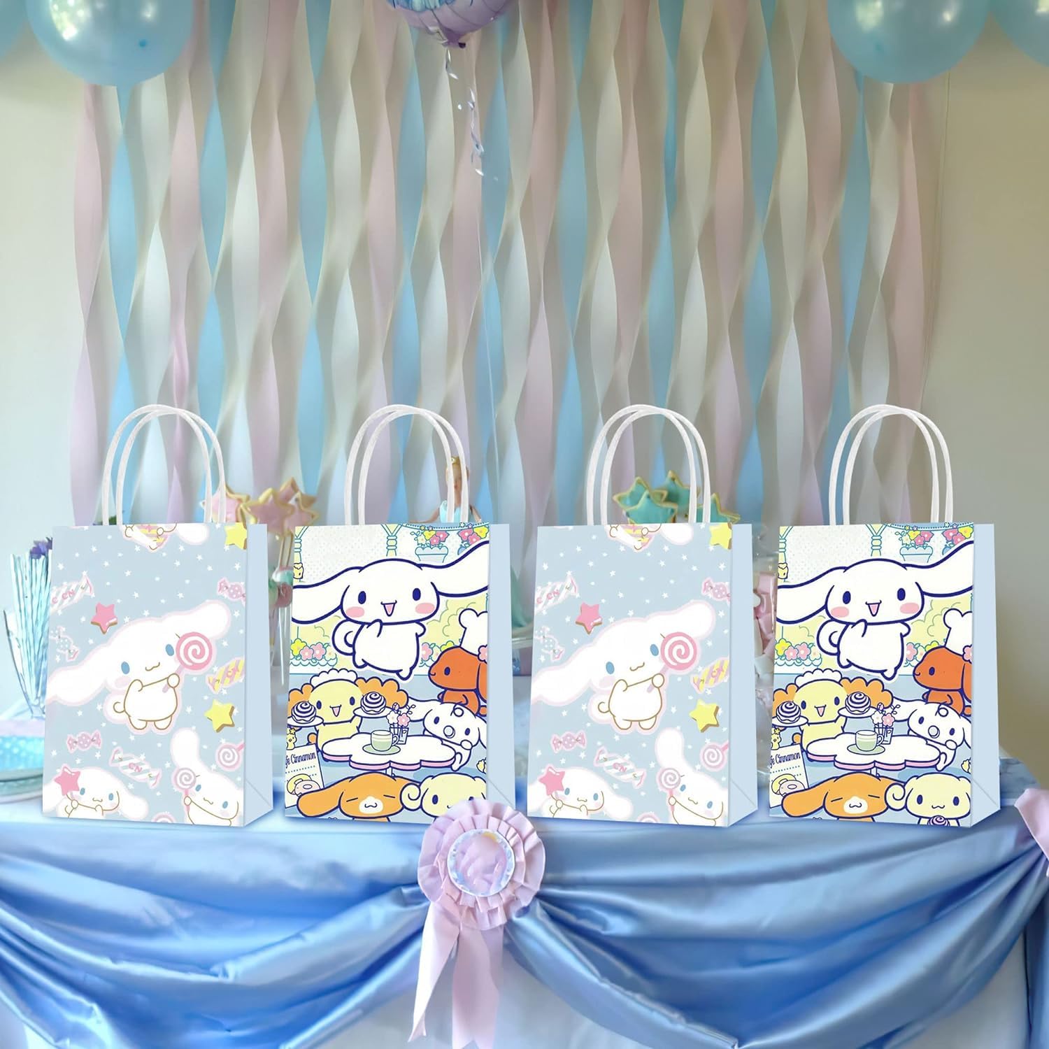16 Pack Cinnamoroll Party Favor Bags - Cute Sanrio Paper Gift Bags for Kids Birthday Party, Baby Shower & Candy Treats - Perfect for Cinnamoroll Themed Celebrations, Classroom Rewards & Party Favors