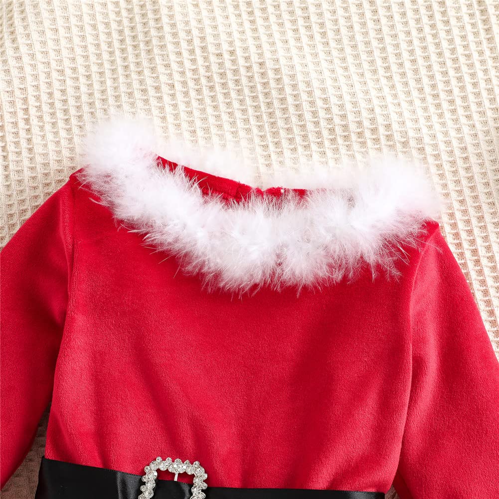 Christmas Princess Dress for Toddler Girls - Flannel Collar Long Sleeve Holiday Outfit with Belt | Perfect for Xmas Party, Family Photos & Holiday Gatherings