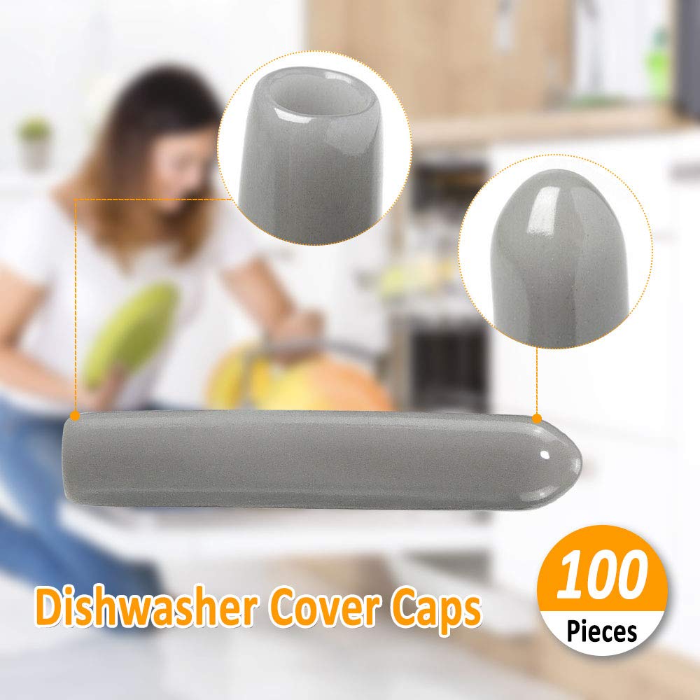 Dishwasher Rack Tine Prong Repair End Cover Caps (100pcs) - Compatible with WP8562043 & 8531233 Silverware Baskets - Durable Replacement Parts for Kitchen Appliance Maintenance - Perfect for GE, Whirlpool, Maytag Dishwashers