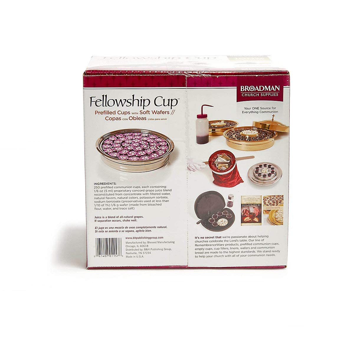 Broadman Church Supplies Pre-filled Communion Cup Set with Juice & Wafer - 250 Count for Church Services, Holy Communion, and Religious Ceremonies