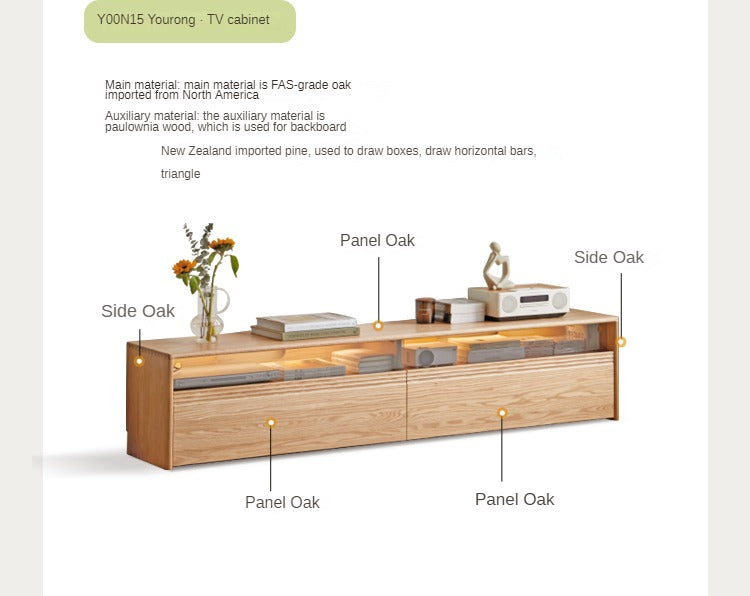 Modern Oak Solid Wood Storage Sofa Set - Log Style Combination Furniture for Living Room, Bedroom & Home Office