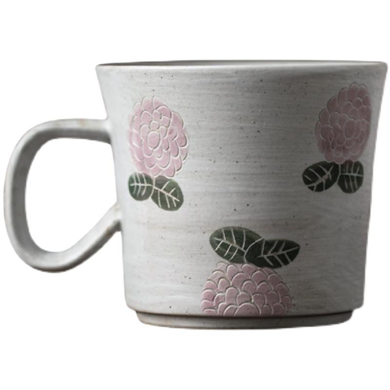Handmade Ceramic Coffee Mug with Rose Design - 12oz Porcelain Tea Cup for Cappuccino, Latte & Hot Beverages - Perfect for Home, Office & Gifts