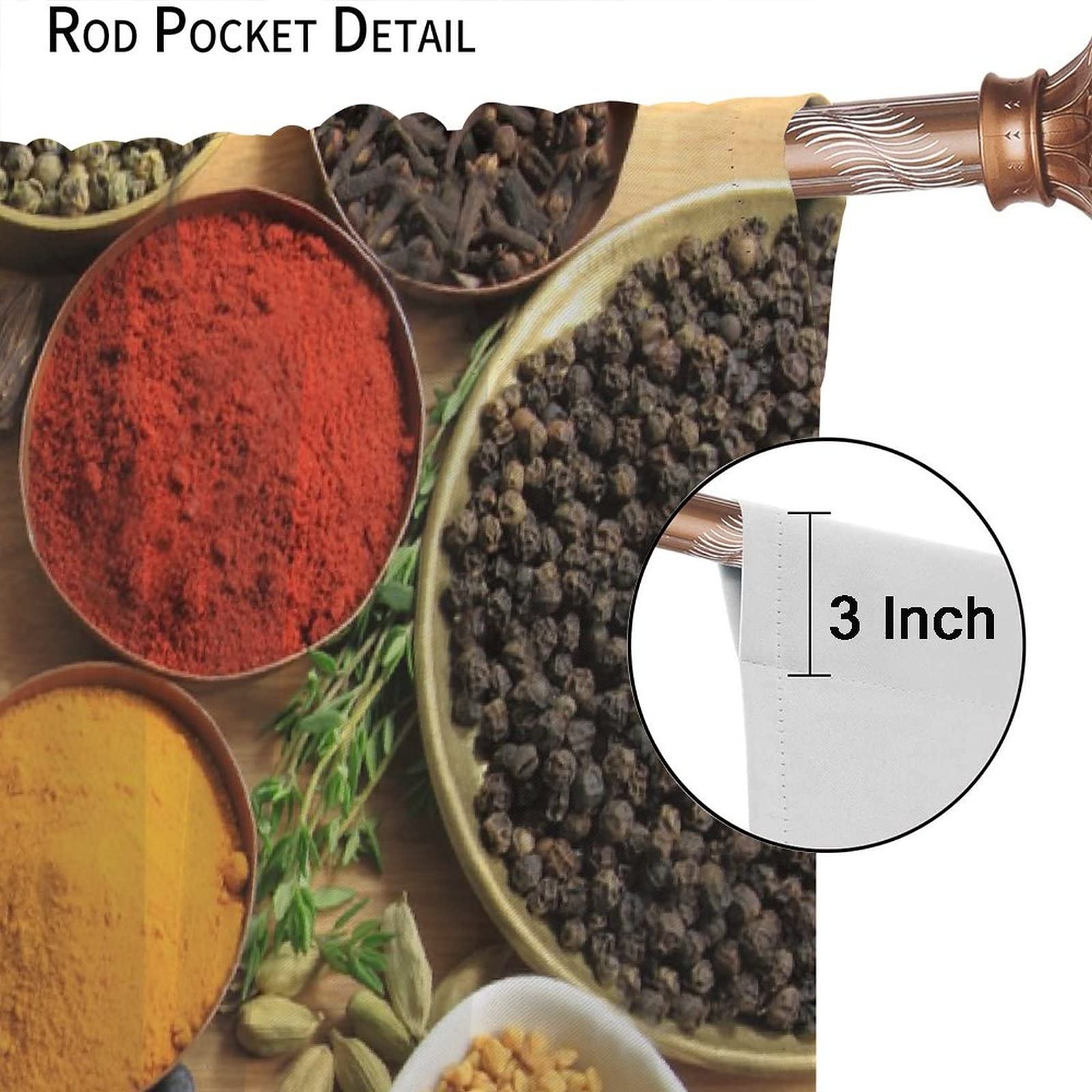Spice Kitchen Blackout Curtains - Food Ingredients Herbs & Spices Culinary Print Window Drapes (72x63 Inches) for Living Room & Bedroom Decor - Perfect for Home, Office & Restaurant Use