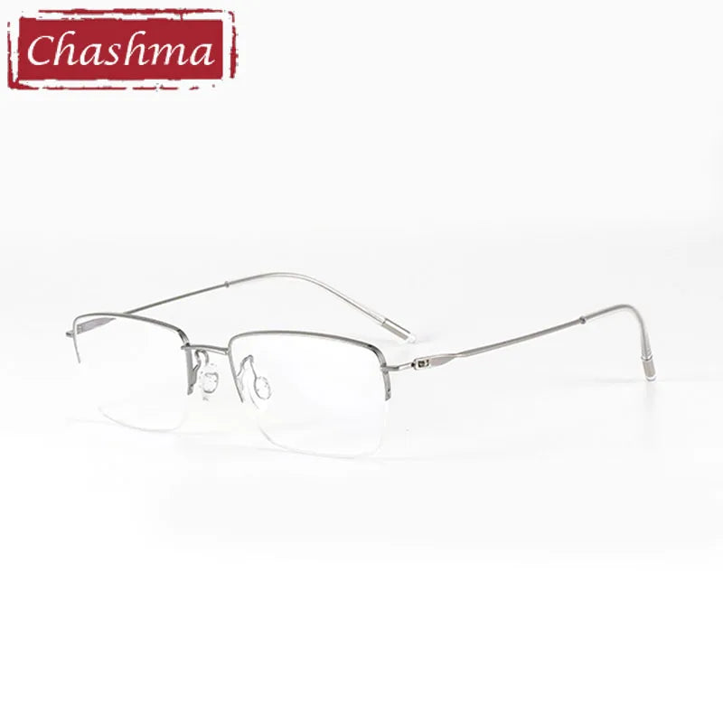 Men's Titanium Semi-Rimless Square Eyeglasses Frame 7277 - Lightweight & Durable for Work, Reading & Everyday Use
