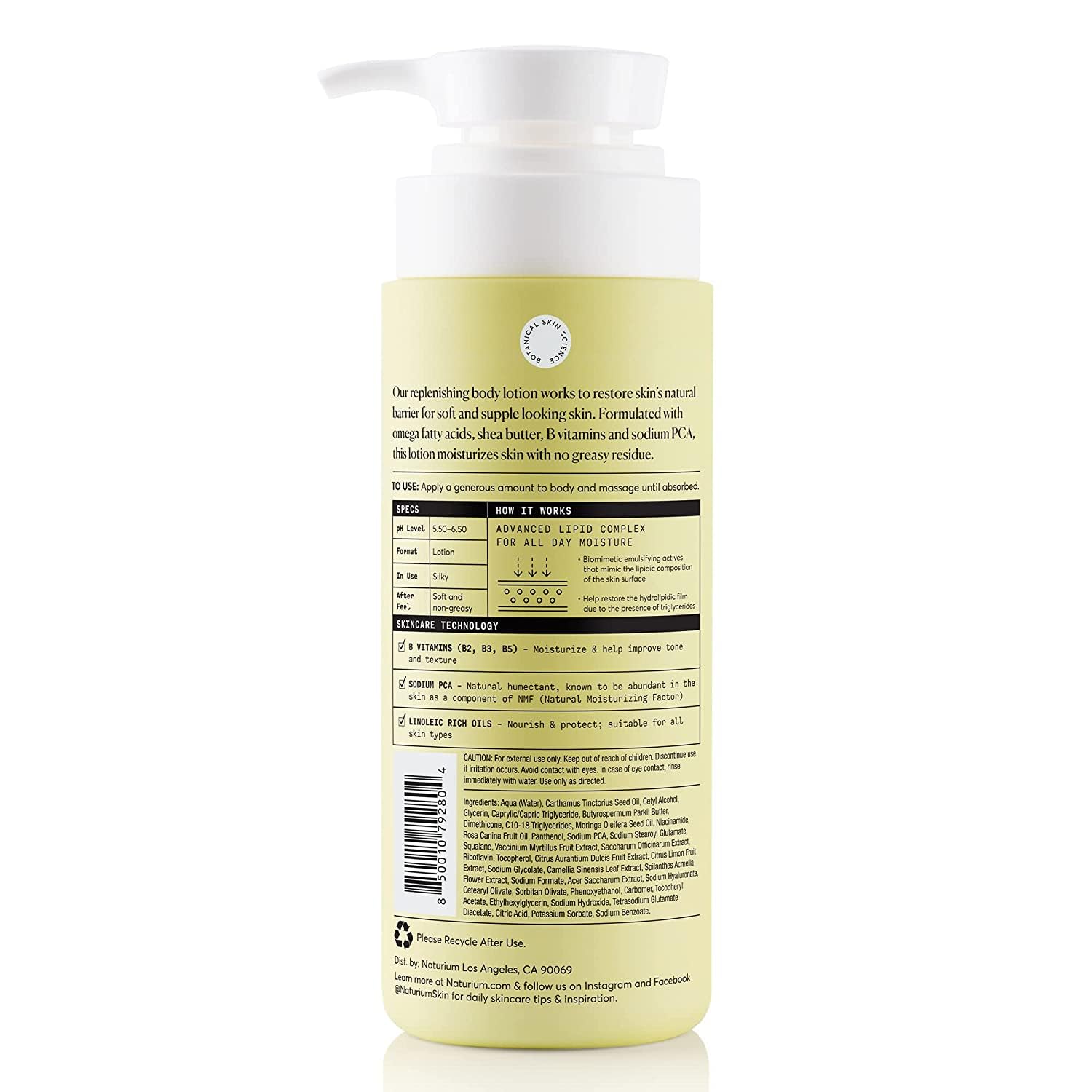 Naturium Bio-Lipid Restoring Body Lotion with Shea Butter | Fragrance-Free Moisturizer | 14 oz | Deep Hydration for Dry Skin | Perfect for Daily Use & Sensitive Skin Care