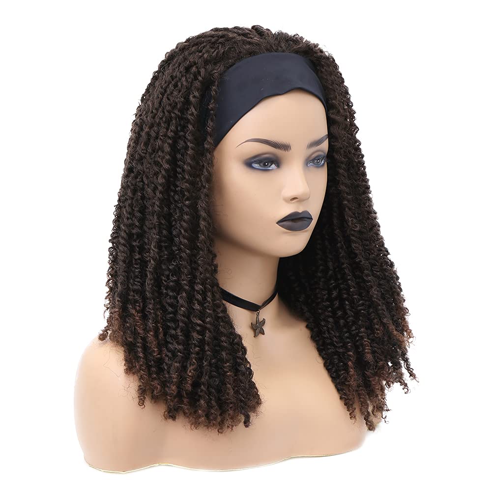 Stylish Faux Locs Headband Wig - Short Dreadlock & Passion Twist Synthetic Wig for Black Women (Mixed Brown) | Perfect for Daily Wear, Parties & Protective Hairstyles