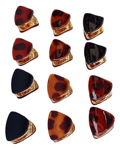 Women's Hair Claw Clips - 6 Pack Triangle Hair Clutchers in Shiny & Matte Black/Brown for Women & Girls | Perfect for Ponytails, Buns & Everyday Hairstyles